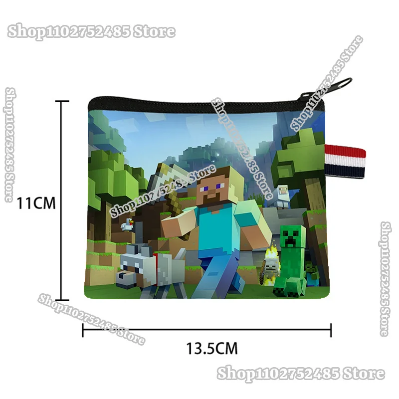 Pixels Block Coin Purse Miner Crafted Print Wallet Creeper Clutch Bag Cartoon Mini Pouch Men Women Card Holder Pocket Key Case view 5