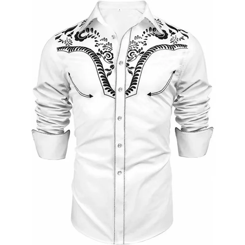 

New's Ethnic Patterns Autumn Winter Suit Lining Men's High Quality Luxury Long Sleeve Shirt Button Casual Lapel Soft Comfortable