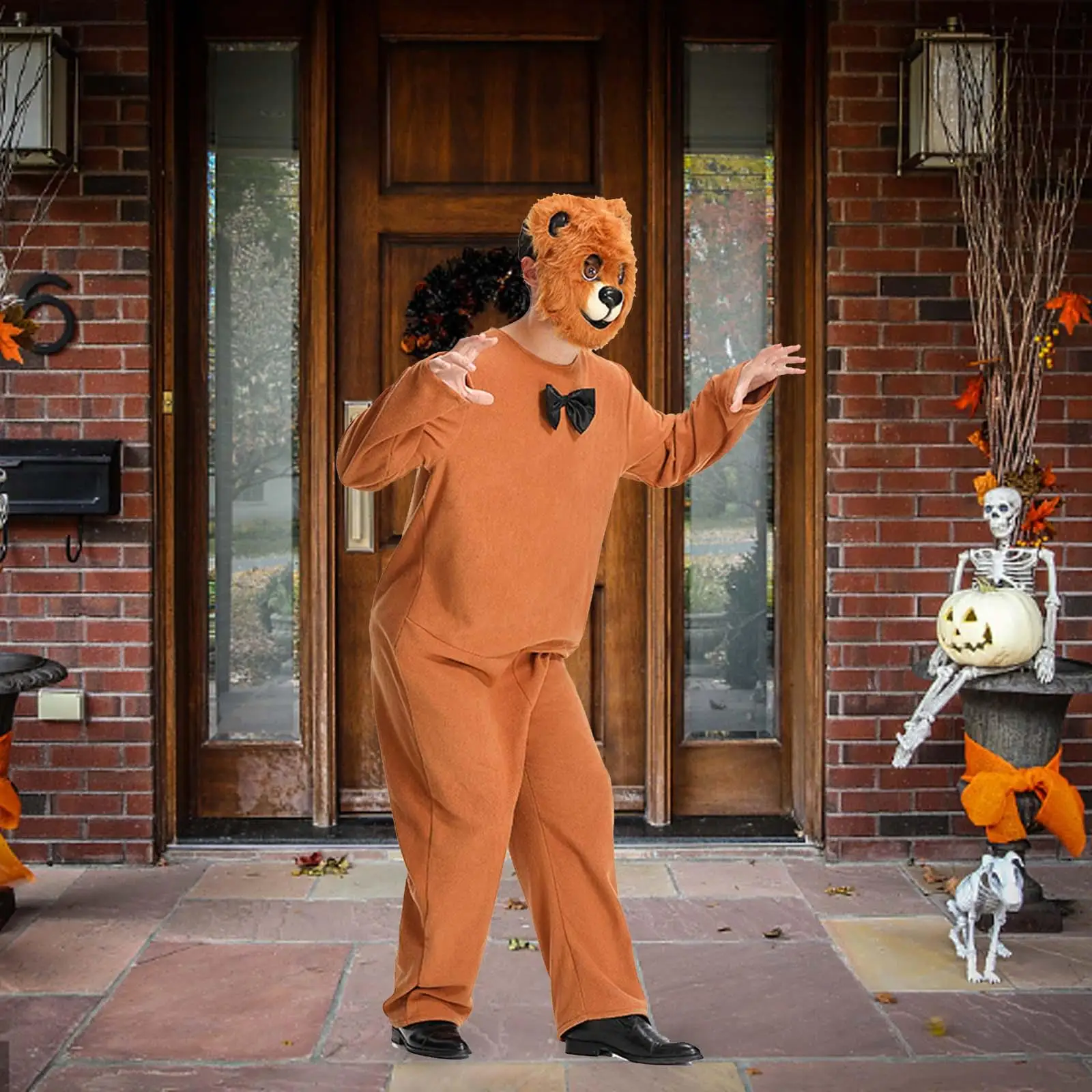 

Adult Bear Costume Cosplay and Mask Reusable Novelty Comfortable Jumpsuit for