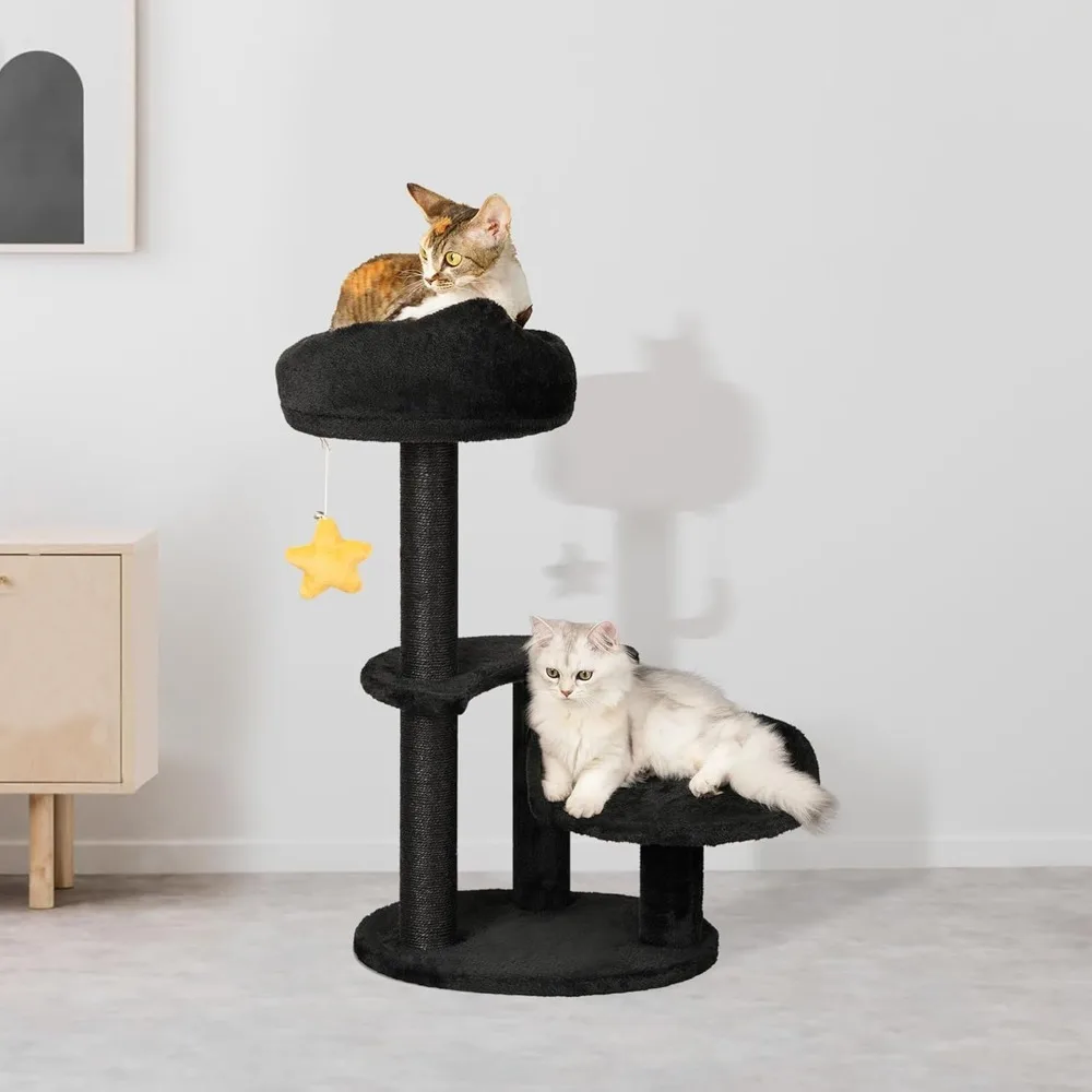 

Kitten Cat Tree for Small Cats Under 6 Months, 24.4in Cloud Cat Scratching Post with Bed & Toys, Max Weight 8lbs, Compact Cat