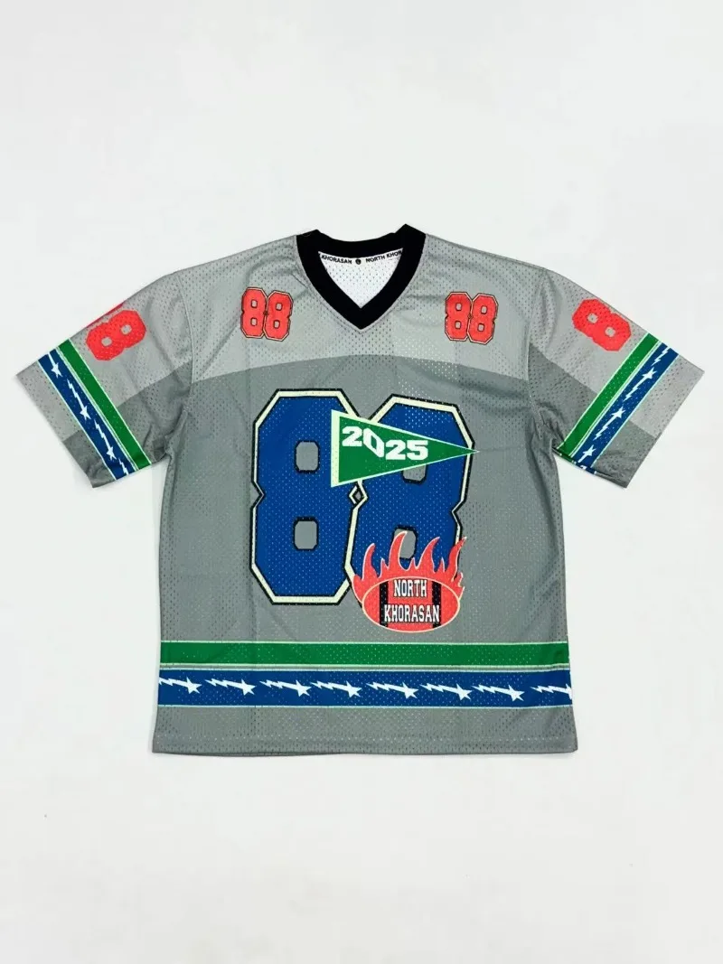 

Y2K retro American fashion pattern design casual oversized men jersey trendy gothic Harajuku street punk loose sportswear