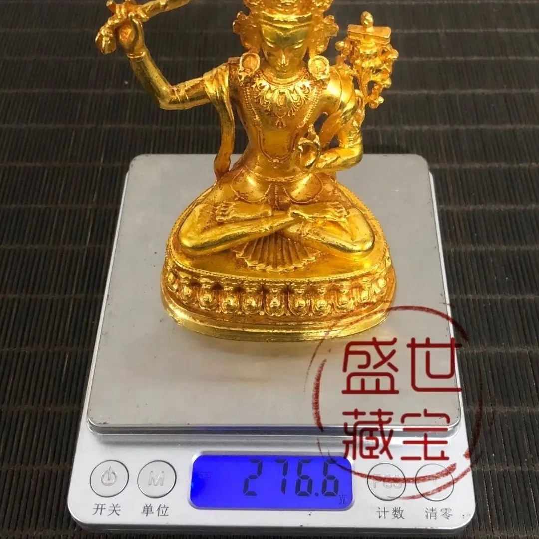Retro pure copper Tibetan Manjushri Bodhisattva bronze statue Tantra Bodhisattva Home Buddha Hall Manjushri Buddha statue