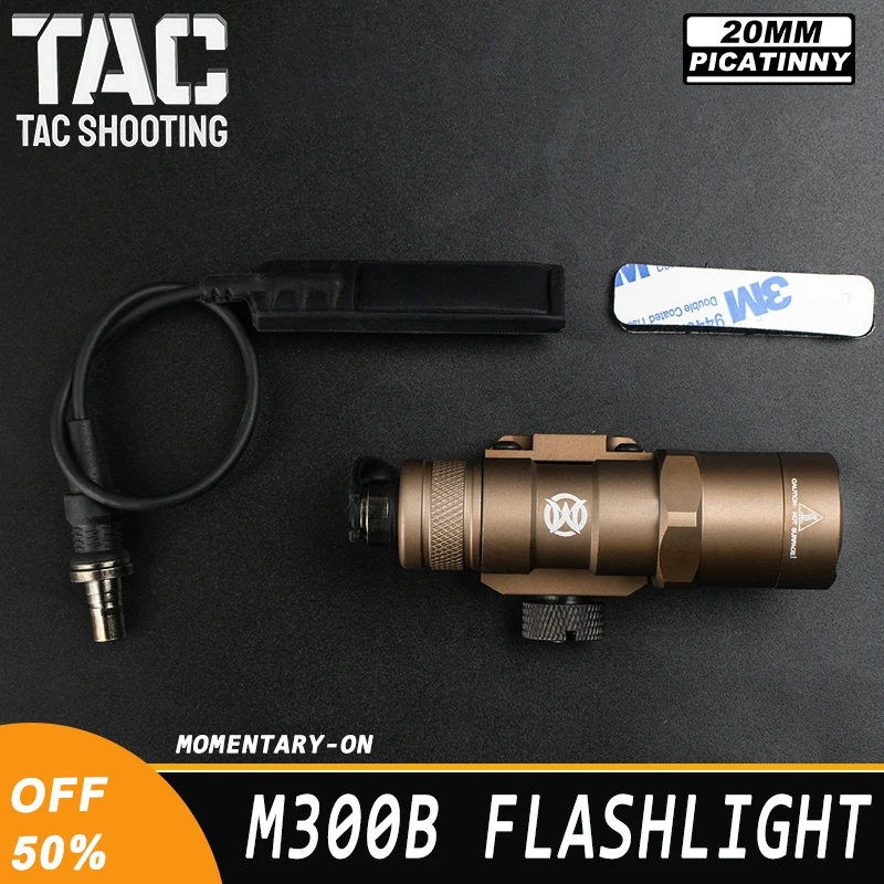 WADSN M300 M300B Metal Flashlight Hunting Airsoft White Light Scout Light Accessory With Pressure Switch Fit 20mm Picatinny Rail