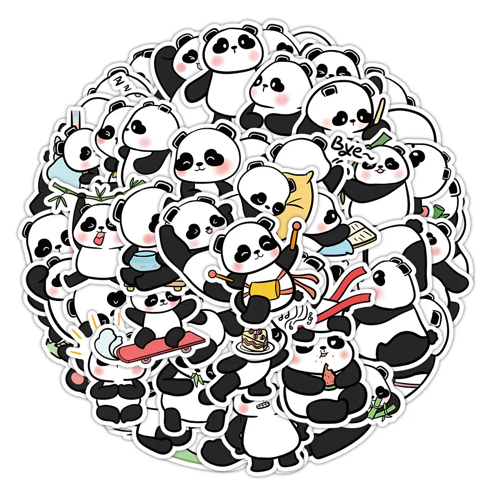 10/30/50PCS Kawaii Panda Stickers Funny Animal Cartoon Decals Waterproof Phone Notebook Helmet Stationery Kids Sticker DIY Toys