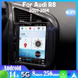 Carbon Fiber Panels For Audi R8 2007-2014 Car Radio Automotive Multimedia Car Play Android Auto Bluetooth Stereo 2Din GPS 5G