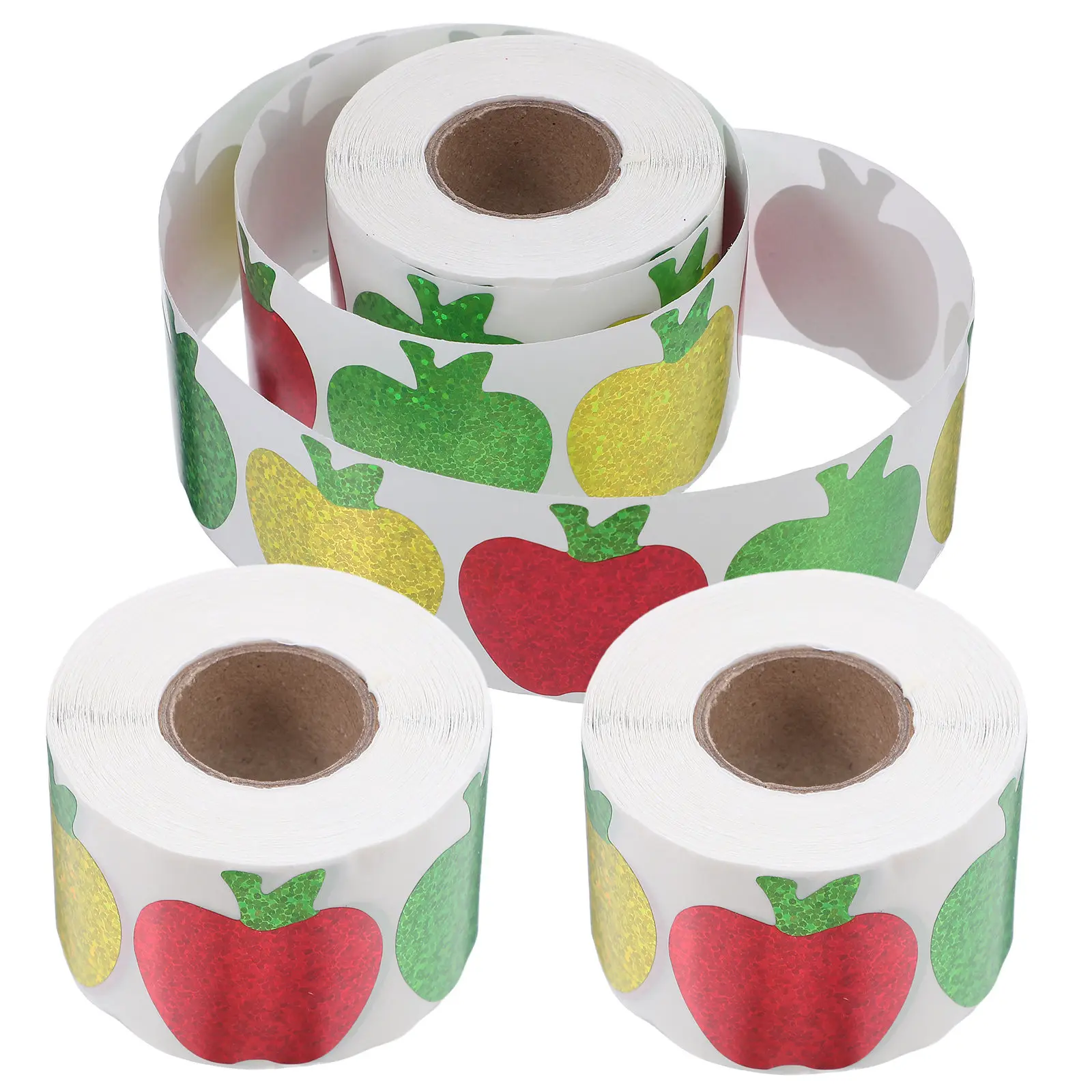 3 Rolls Pattern Sealing Stickers Cartoon Laser Fruit Labels Self-Adhesive for Holiday Envelope Box Food Container