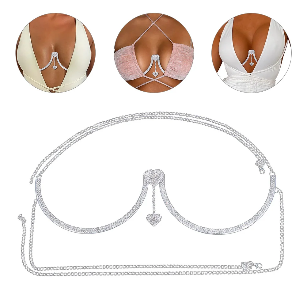 Accessories Pendant Rhinestone Breast Support Miss Bras Bikini Body Jewelry Alloy Chain Bracket