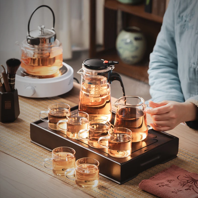 Household Luxury Modern Tea Set  Tray Table Simple Small Sea kung-Fu Water Storage Round Rectangular