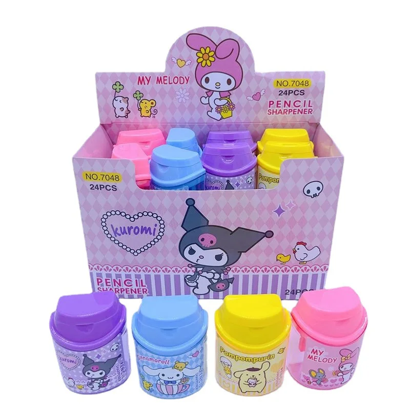 24pcs Sanrio Pencil Sharpener Kawaii Kuromi Cinnamoroll Melody Student Double-hole Pencil Sharpener Stationery School Supplies