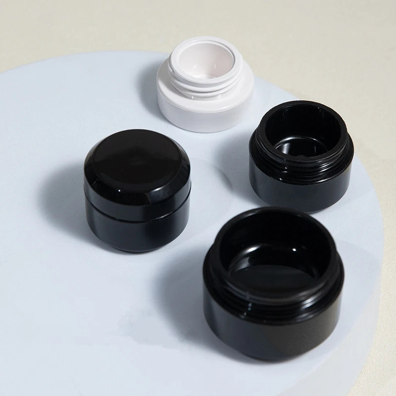 

100pcs 5/8/15g Skincare Cream Jar Empty White Black Cosmtic Pots Refillable Bottles Plastic Cosmetic Containers