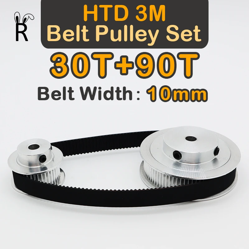 

30Teeth+90Teeth HTD 3M Belt Pulley Set 3M Timing Pulley Kit 30T 90T 30Teeth 90Teeth Belt Width 10mm HTD3M Synchronous Wheels Set