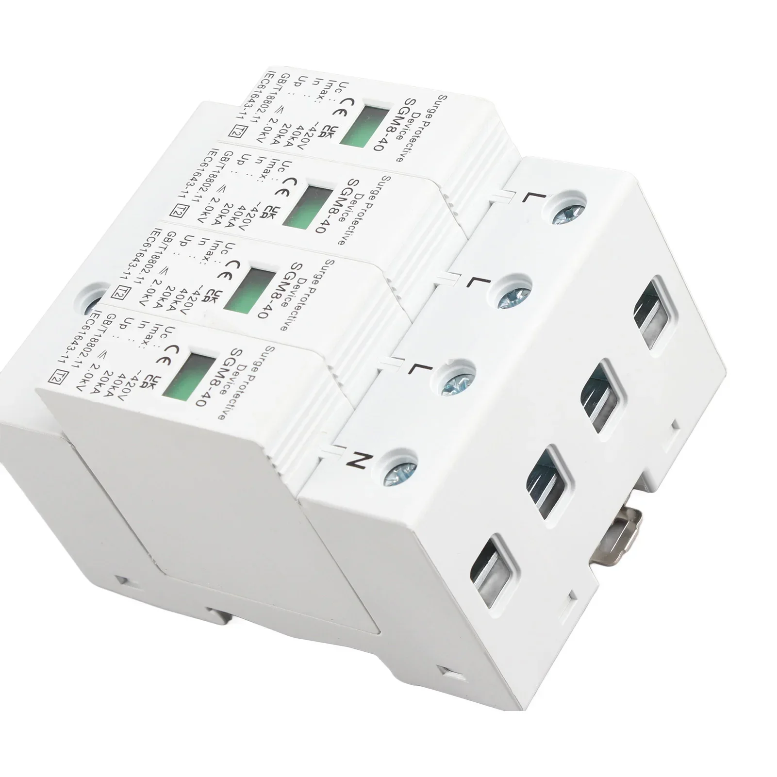 4P 20KA-40KA House Surge Din Rail جهاز صواعق الحماية من الجهد المنخفض لحماية الرعد