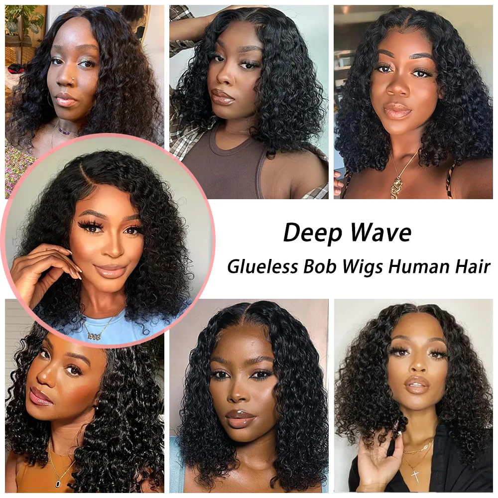 4 × 4 بوب شعر مستعار شعر الإنسان 100% موجة عميقة غلويليس الدانتيل الجبهة الباروكات قصيرة بوب الباروكات قبل قطعها قبل قطع 4x4 الدانتيل إغلاق شعر مستعار مجعد