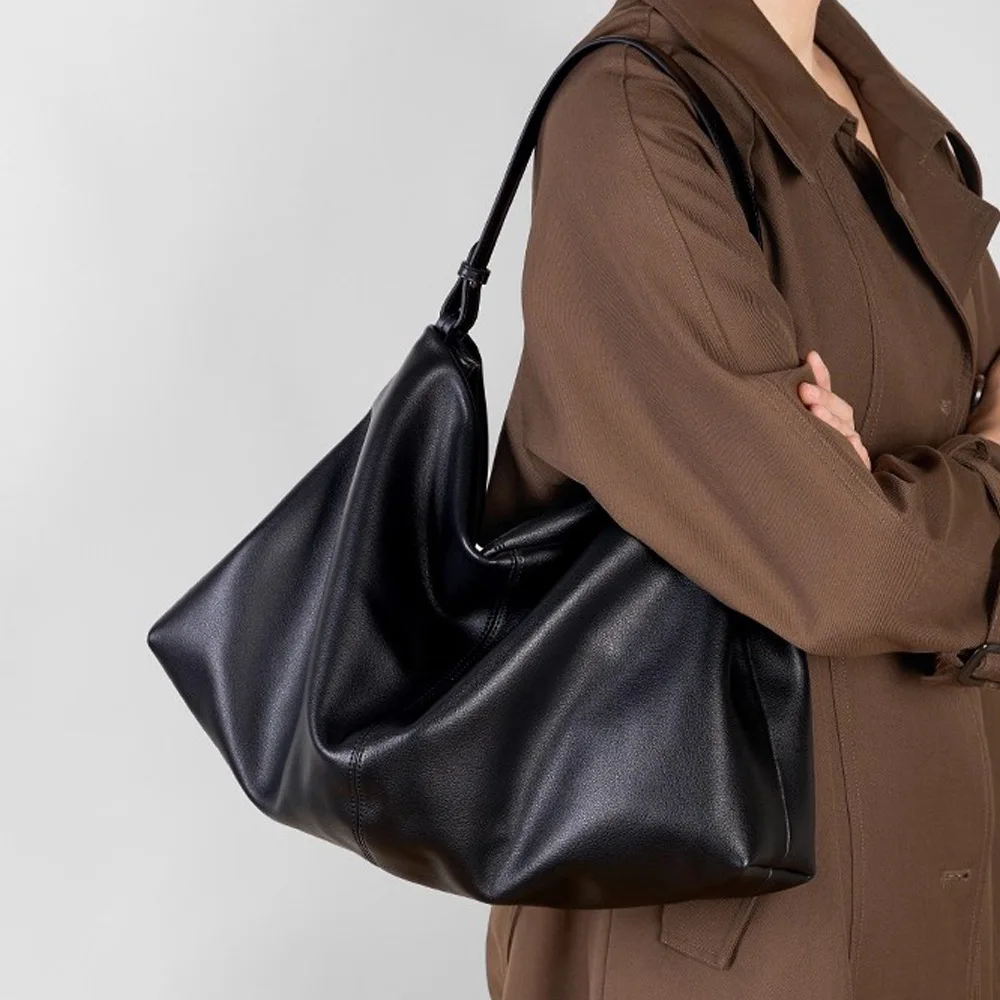 

Large-capacity women's tote bag, lazy casual style genuine leather commuter bag, soft leather handbag, underarm, shoulder and cr