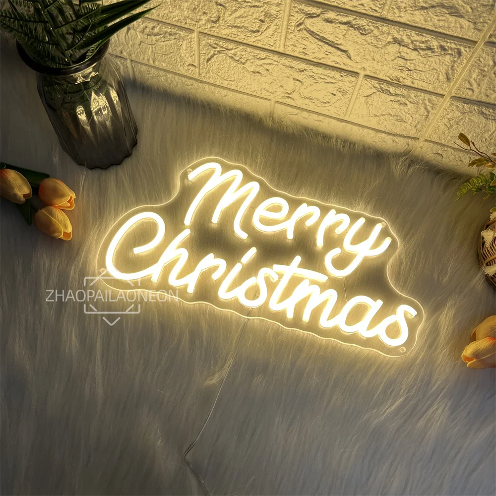 Merry Christmas Neon Sign Dimmable Light Up Sign Led Wall Art Room Decor for Party New Year Christmas LED Lights Present