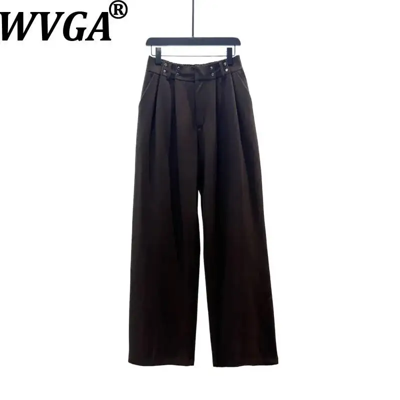 

WVGA Spring New Men's Minimalist Style Wide-leg Trousers Loose Fit Elastic Waist Height Niche Chic Casual Straight Pants W24445