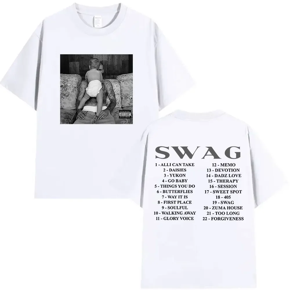 Justin Bieber SWAG Album 2025 Graphic TShirt Men's Retro Fashion Cotton Short Sleeve T-shirts Man Hip Hop Loose Clothing Summer
