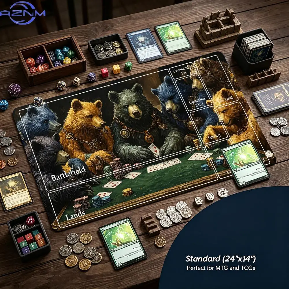 Animal Casino Bear Poker Card Game Mouse Pad Playmat TCG Office Desk Mat for Work Game PC Laptop Carpet MousePad