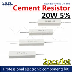 2pcs 20W 5% Cimento Resistor De Energia Resistência 0.1 ~ 10K 0.1R 0.5R 10R 50R 0.22 0.33 0.5 1 2 5 8 10 20 30 50 100 K 3.3K 4.7K ohm 1