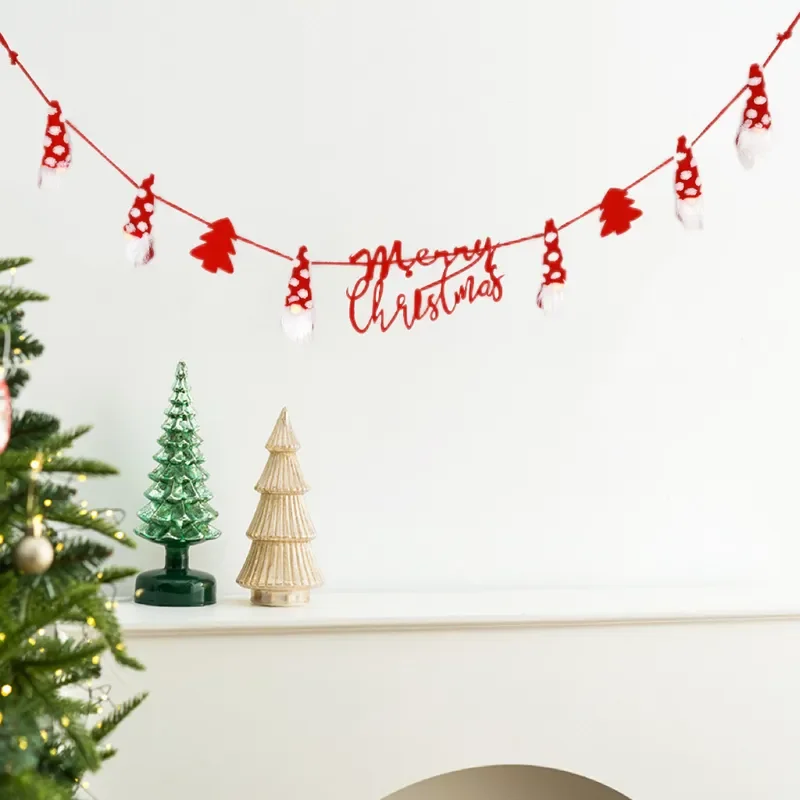 3 Pieces Christmas Santa Pendant Decoration Creative Flag Home Party Scene Layout Holiday Atmosphere Ornament Gift