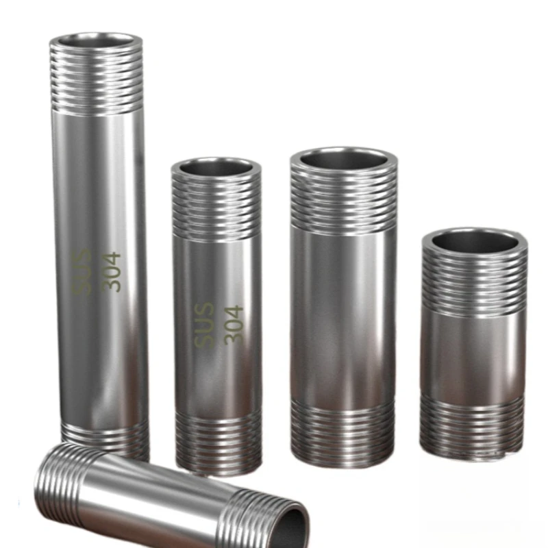 304 Stainless Steel Double Male Thread Pipe Extender Rust-Proof Water Plumbing Fitting Adapter Durable Anti-Corrosion