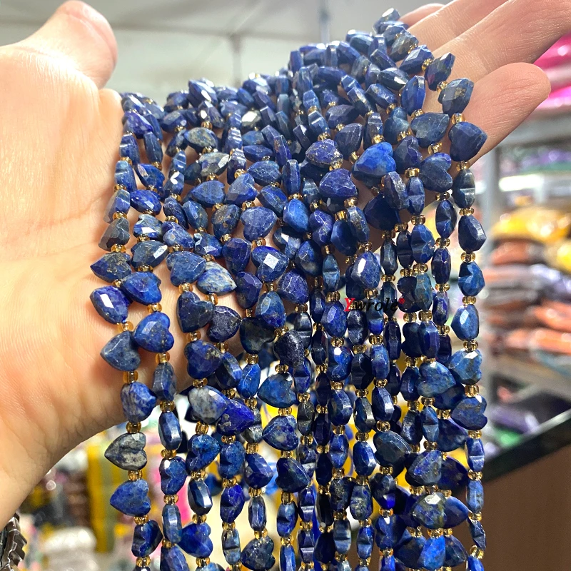 Side Hole Faceted Heart Australian Jade Natural Stone 7-8mm Spacer Beads for Jewelry Making Diy Bracelet Charms Accessories