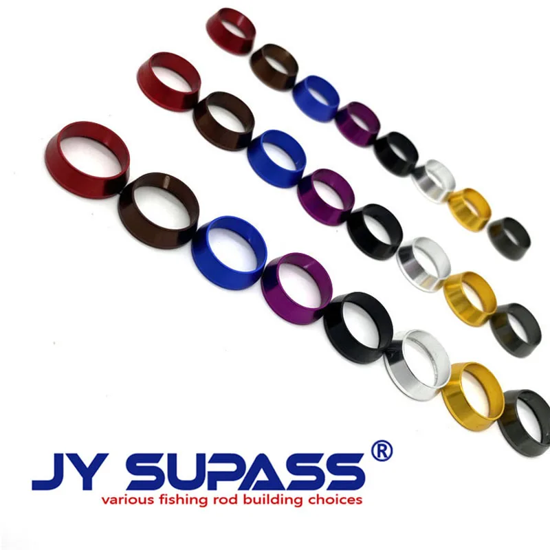 JY SUPASS 5 sztuk kontrola uzwojenia niestandardowe akcesoria do naprawy wędki, aluminiowe pierścienie wykończeniowe wędki