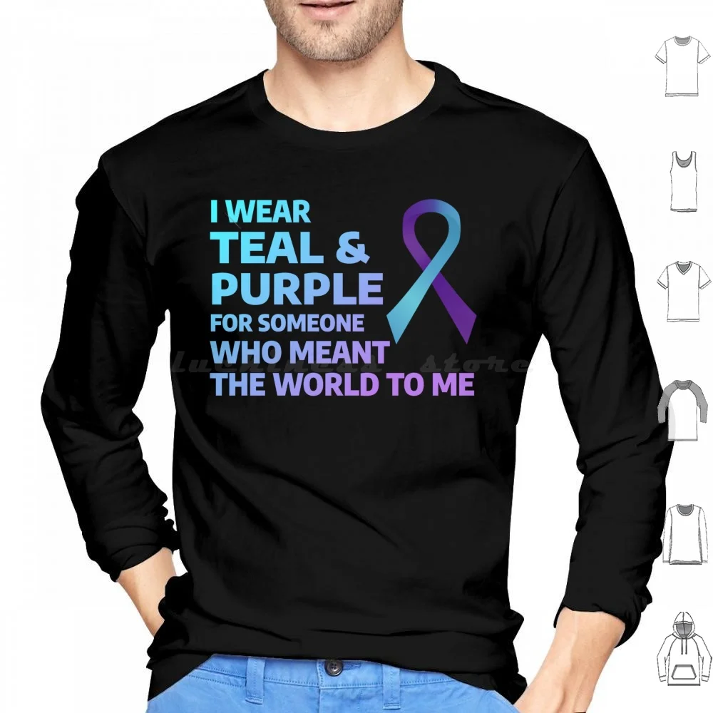 Suicide Prevention Awareness Teal Purple Ribbon Hoodie cotton Long Sleeve Suicide Awareness Prevention Health