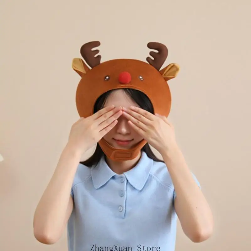 Saisonale Hirschkostüm-Hut-Charakterkappe mit gebogener Hornform, einzelnes Weihnachtsfeierzubehör für Familienfotos, Bühne 3XUF – Detail 5