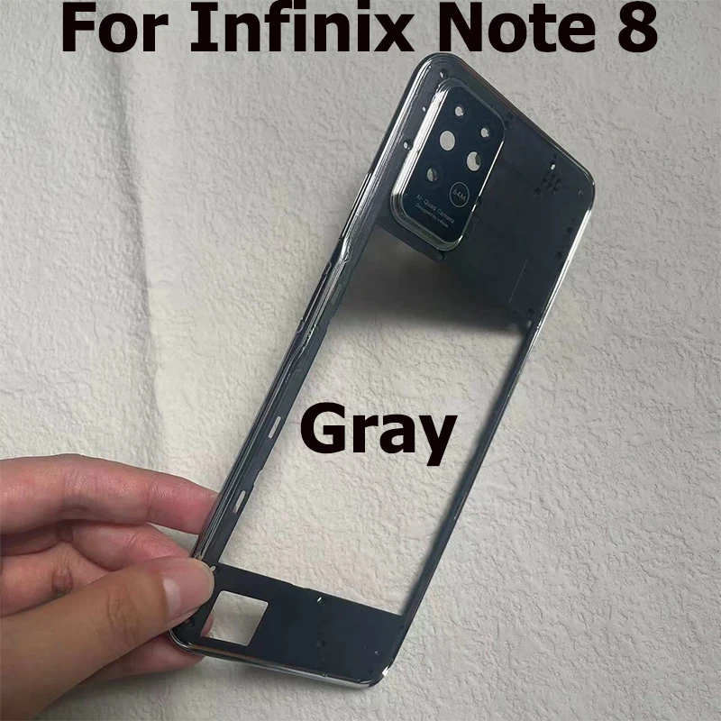 For Infinix Note 8 Middle Frame Front Bezel Faceplate Frame With Side Button Repair Spare Parts