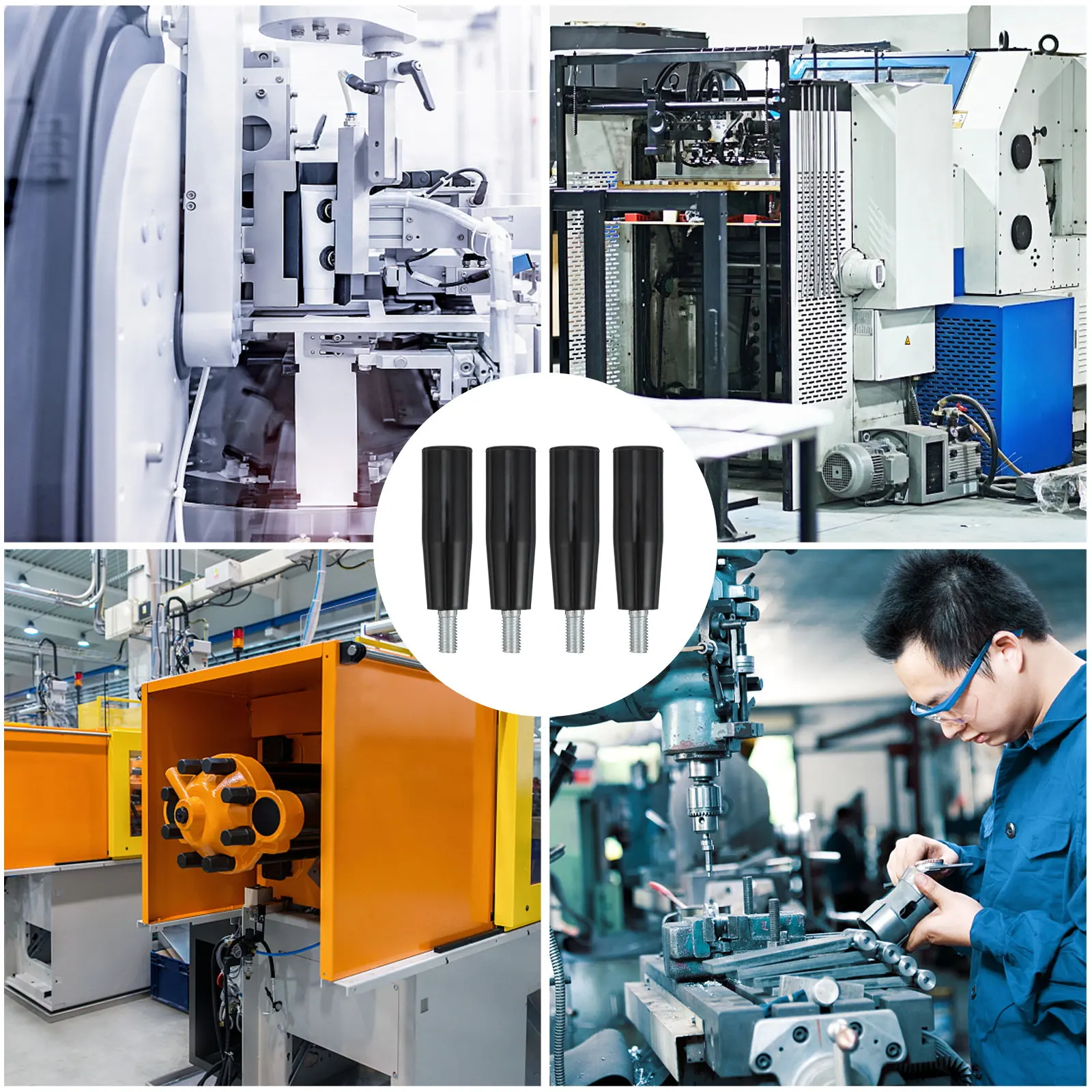 4Pcs Revolving Handle High Strength Lathe Threaded Crank Rotating Handle Grip for Machinery Instrument Packaging Equipment