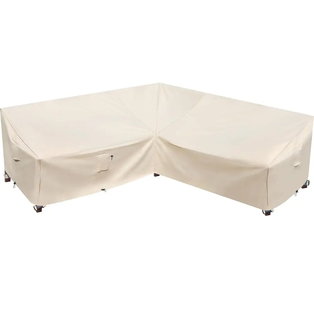 

Outdoor Patio Furniture Cover - 100""X100"" Waterproof 600D Sectional Cover, V-Shaped L-Shape (Natural Beige, 100 X100)