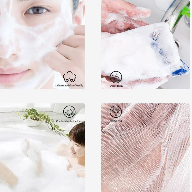 10PCS Portable Soap Bags Foam Mesh Soap Facial Cleanser Body Wash Foaming Cleaning Bath Soap Net Cleansing Delicate Foam Network