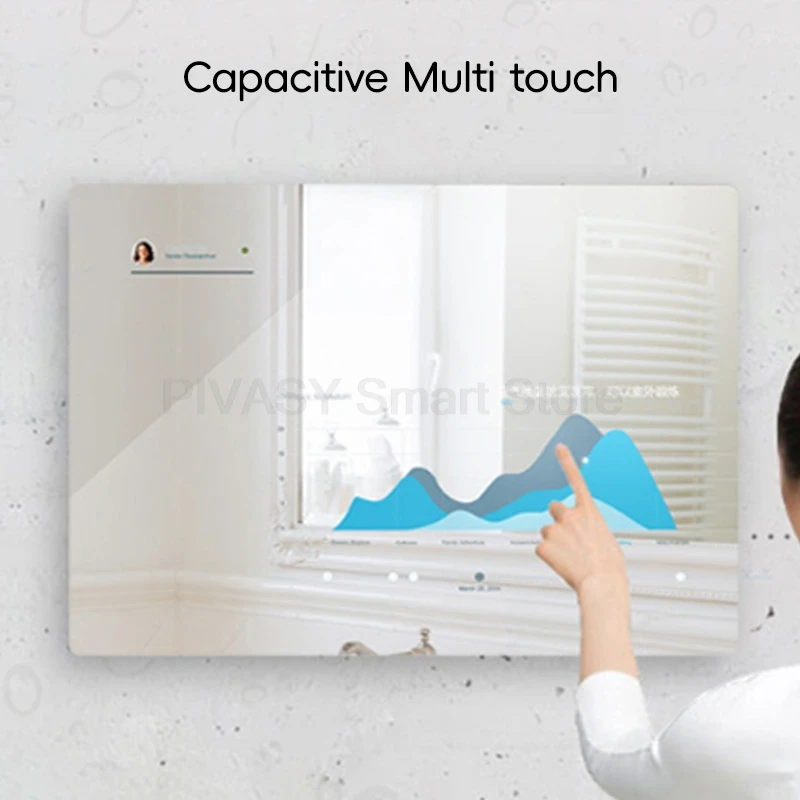 Wireless Casting LED 24 27 Inch Smart Screen TV Wall-mounted Monitor Relax for Bathroom Kitchen Mirror Black Waterproof Shower