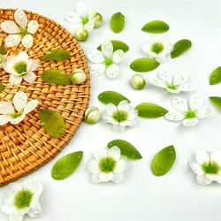 Spring style 50pcs/lot green color cartoon flowers/leaves shape acrylic beads diy jewelry earring/hair accessory