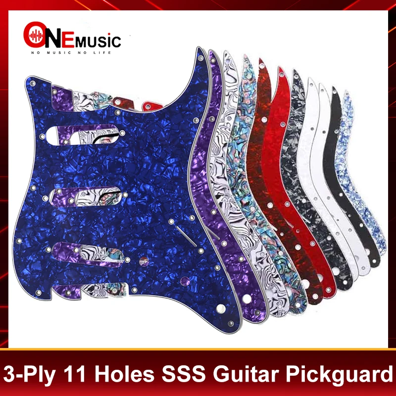 Multi Color 3 Ply 11 Holes SSS Guitar Pickguard Anti-Scratch Plate For ST FD Electric