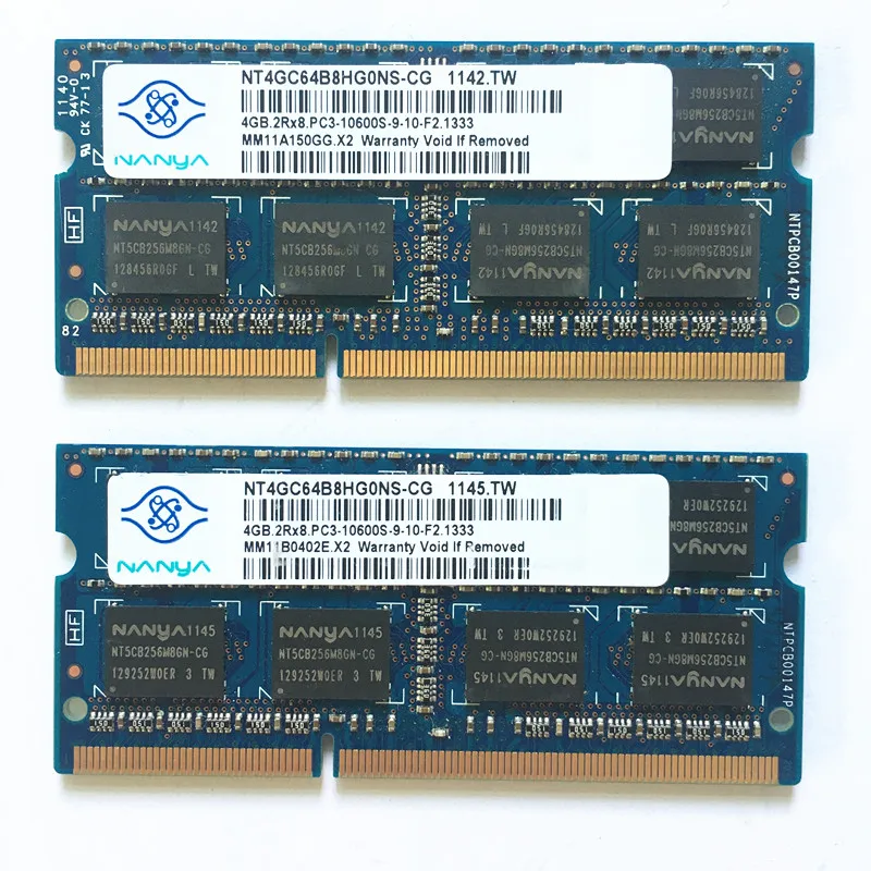 Nanya DDR3 RAMs 4GB 1333MHz Laptop Memory 4GB.2Rx8.PC3-10600S-9-10