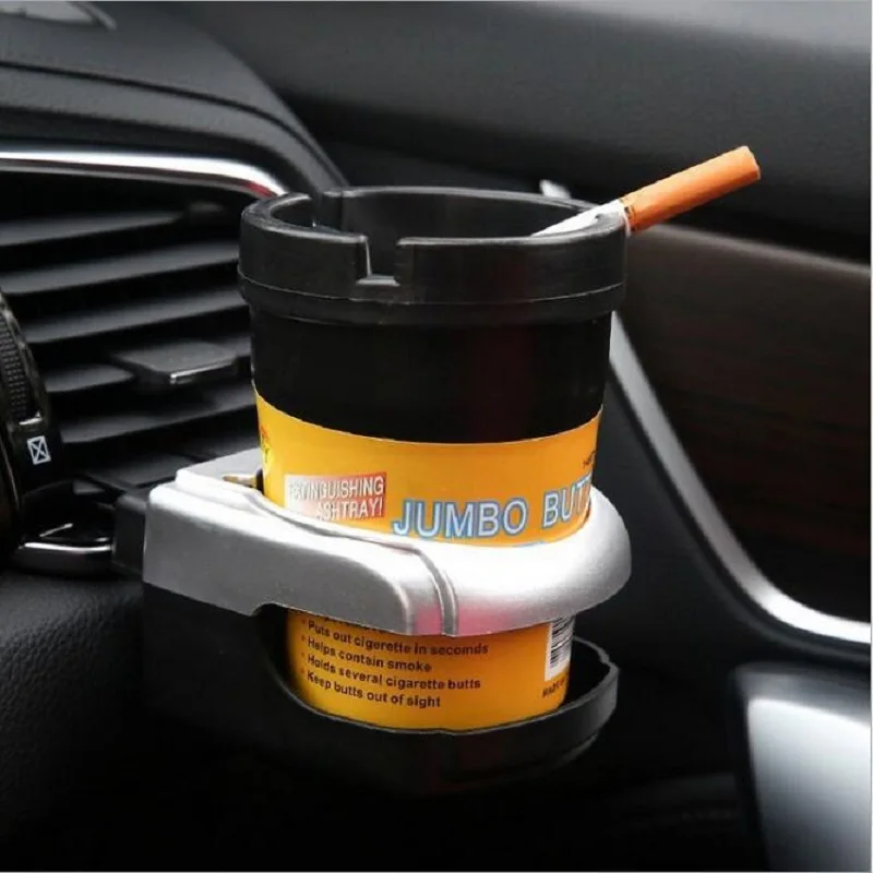 HAPPY Portable Car Ashtray Large Capacity Double Layer with Cigarette Lock Holder Fireproof PP Material Washable Smoke Ash Tray