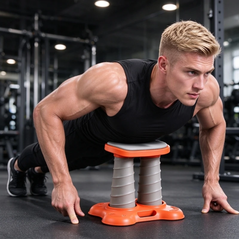 Assisted Push Up Trainer with Twin-Spring Action and Two-Column Support for Upper-Body and Dip Exercises Indoors 24BD