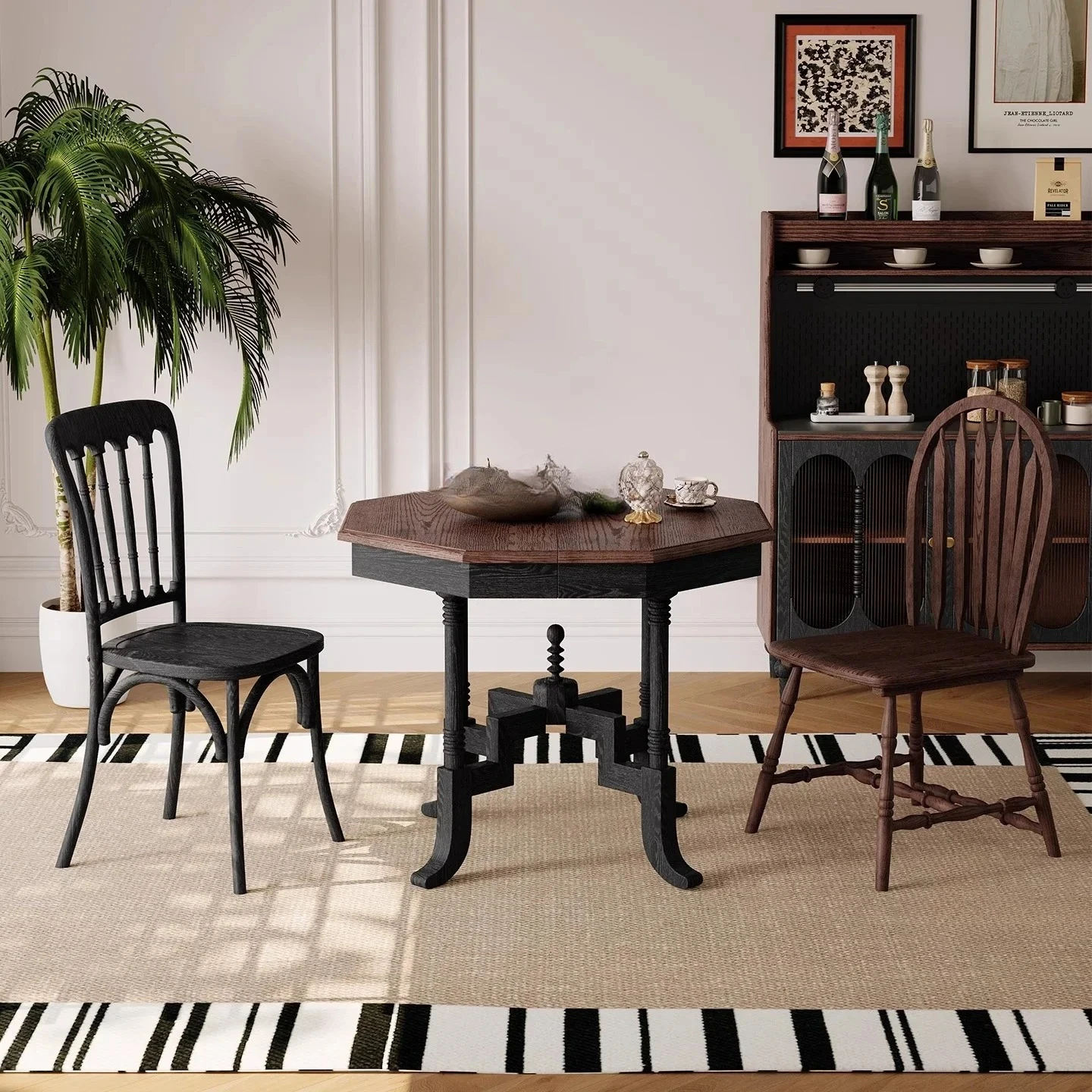 X18 восьмиугольный обеденный стол и стул из чистого массива дерева, сочетание продвинутых выдвижных складных домашних небольших квартир