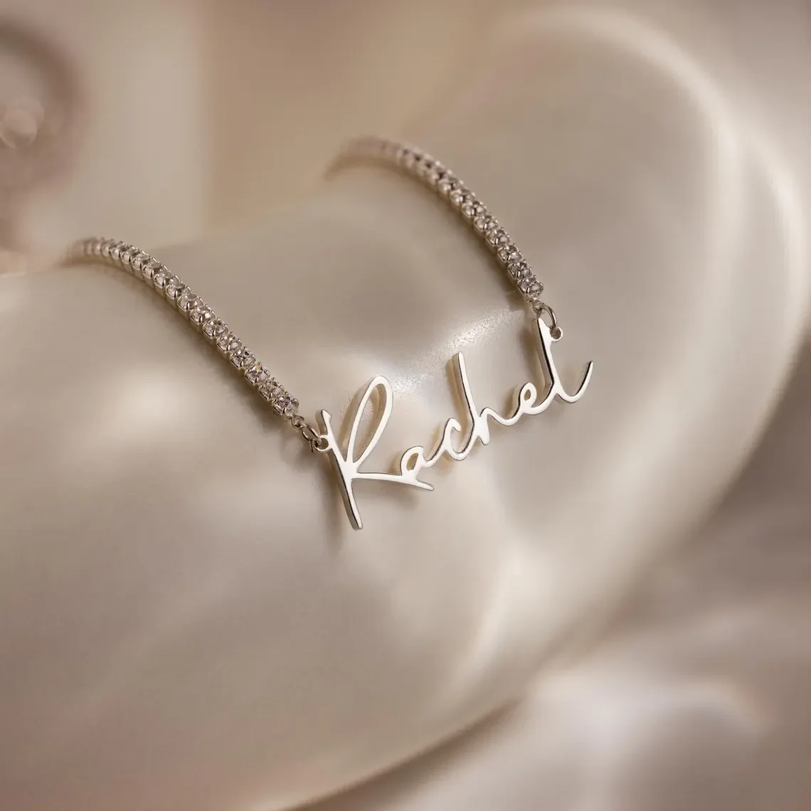 Haiyufly Personalisierte Namenskette für Frauen, Zirkon, personalisierte Iced Out-Kette, Halsband, Edelstahl, Schmuck, Mutter und Kinder, Geschenk