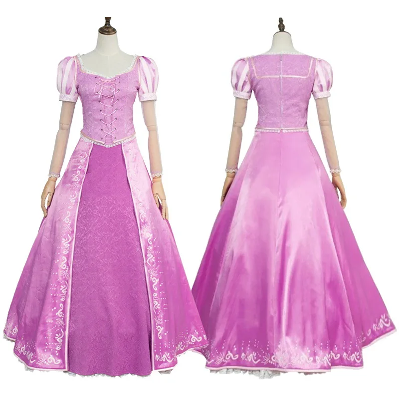 Adulto rapunzel cosplay vestido emaranhado rapunzel princesa trajes carnaval festa de halloween fantasia vestido para mulher roxo vestido longo