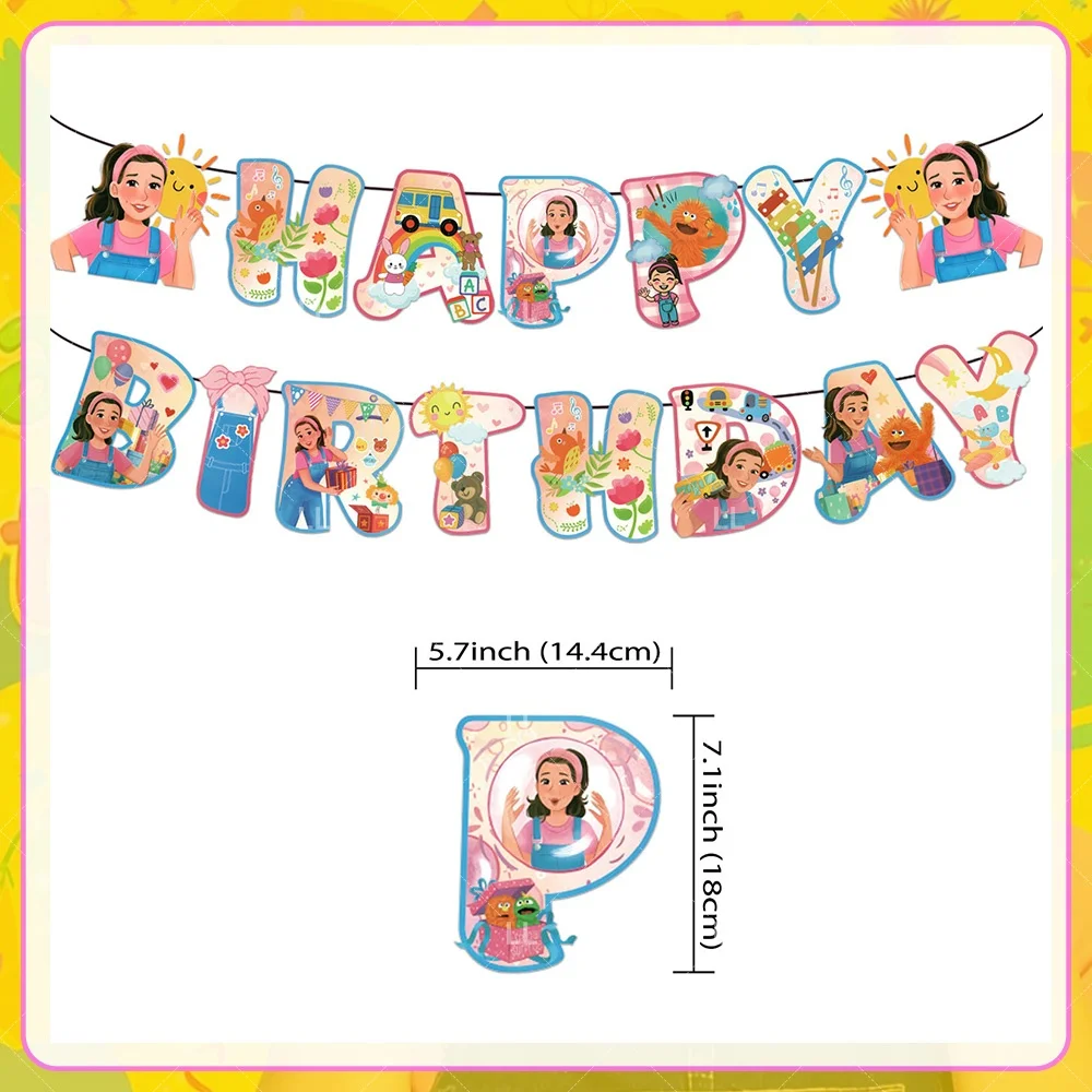 Cartoon Ms.R-rachelss English Teacher Birthday Party Decor Teaching Number Balloon Banner Cake Topper Boy Girl Baptism Supplies