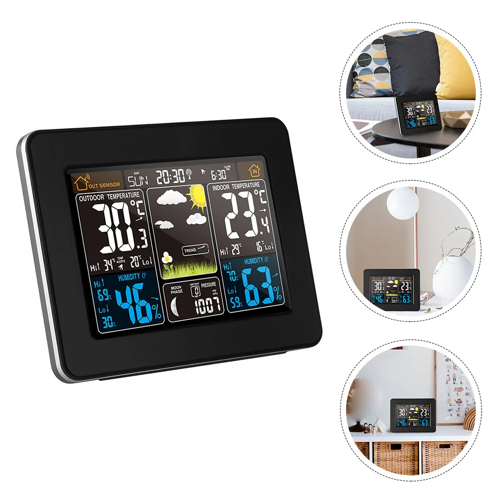 

1Pcs Weather Clock LCD Display High Stability Accuracy Temperature Humidity Sensor Clock Durable ABS Material Long Lasting