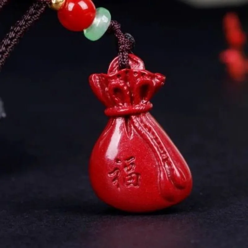 Cinnabar Lucky Bag Money Bag Pendant for Men and Women