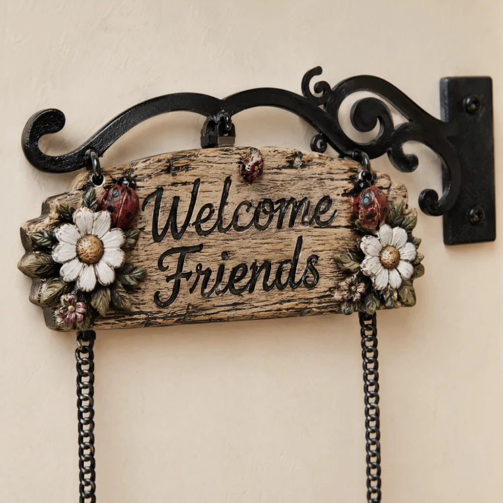 Rustic Metal Bell Gnome Welcome Sign 7.1x16.9in Rustic Finish Farmhouse Wall Decor Integrated Rustic Porch Decor For Patio