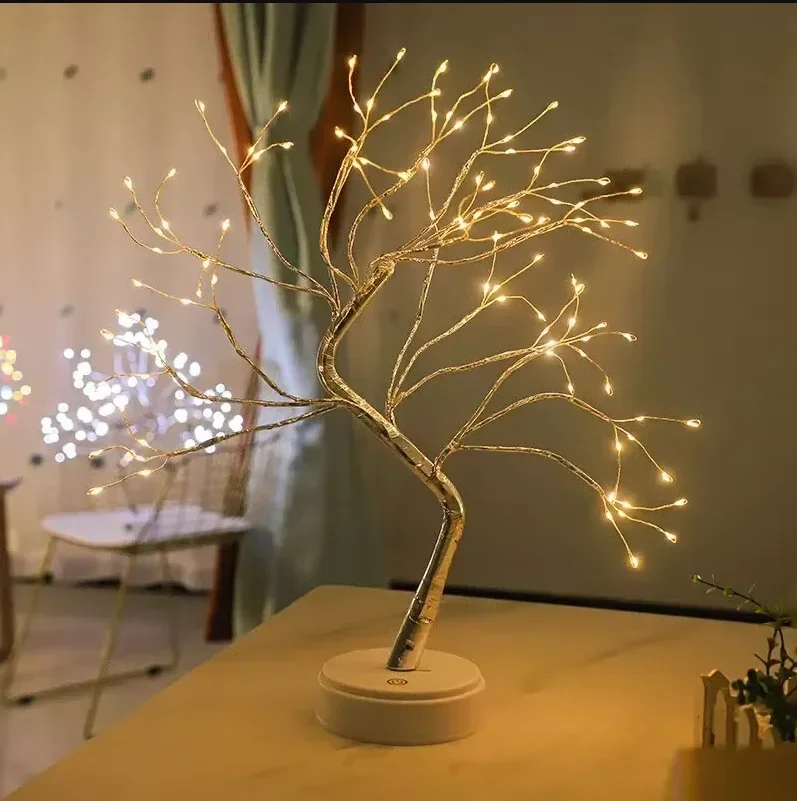LED Table Lamp Cherry Blossom USB Remote Control Desktop Room Bedside Bedroom Hotel Shop Home Festival Decor Tree Table Light