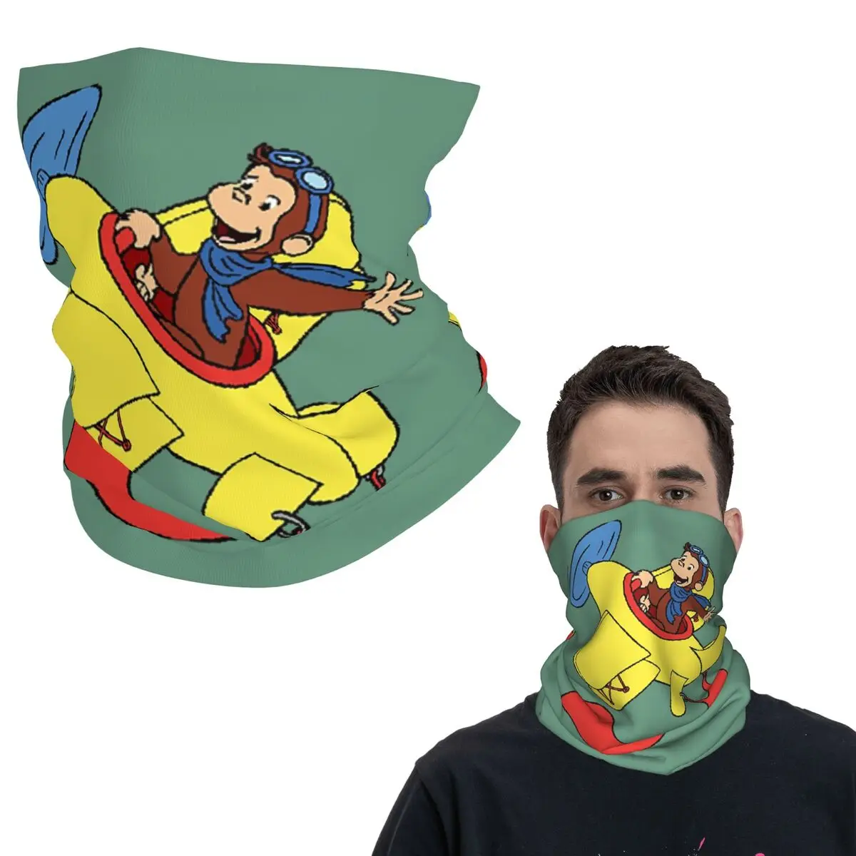 

Многофункциональная балаклава-шарф с принтом «Любопытный Джордж в самолете» для активного отдыха, унисекс, для взрослых