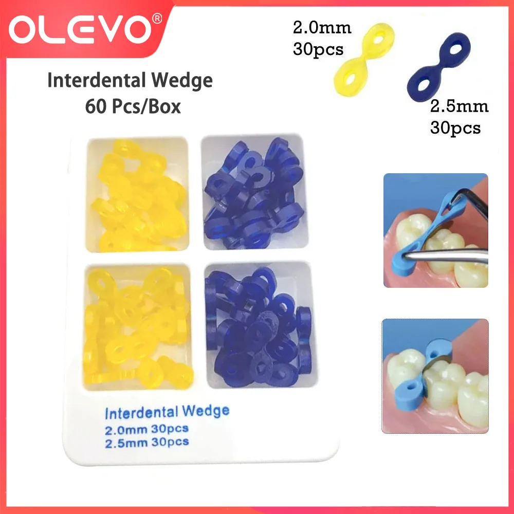 60 Pcs Dental Interdental Wedge Elastic Rubber Fixing Wedges Matrix Sectional Tooth Seperator 2.0/2.5mm Dentistry Accessories