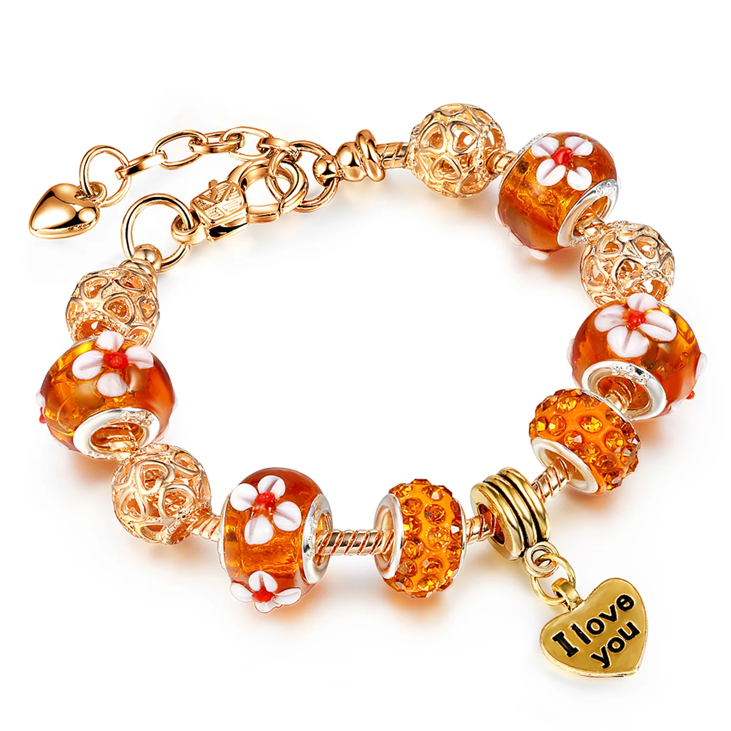 Gold handmade quenched glass bracelet, popular in foreign trade bracelets